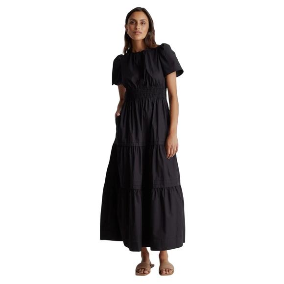 Quince Dresses & Skirts - New Quince Womens Black Organic Cotton Tiered Maxi Dress Sz Small Boho 3761-5